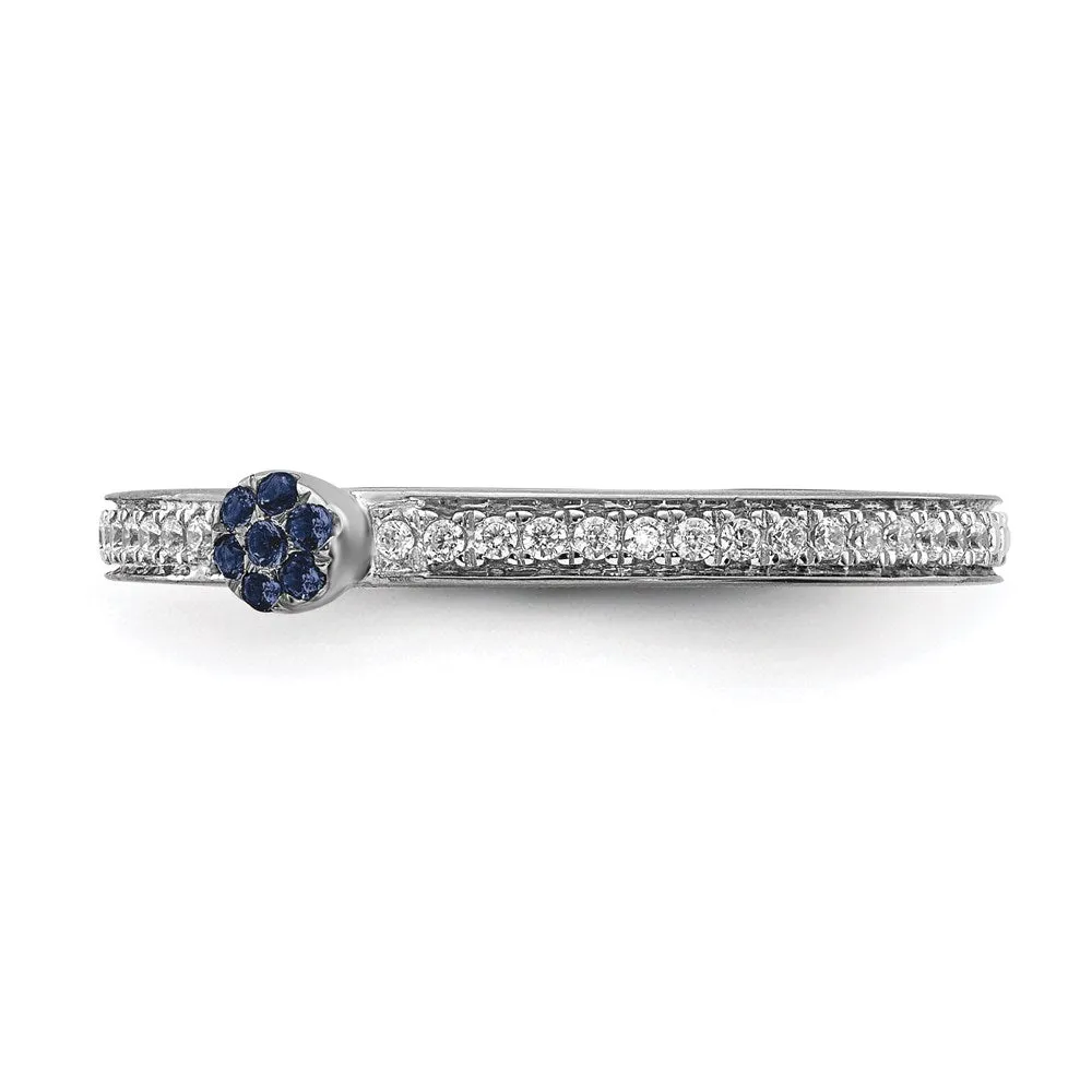 14k White Gold Stackable Expressions Created Sapphire and Dia. Ring | SK2084