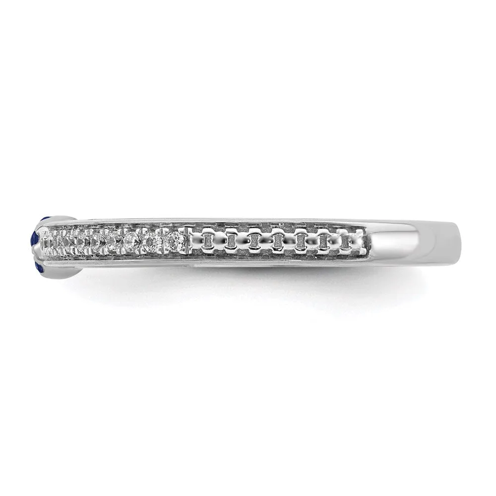 14k White Gold Stackable Expressions Created Sapphire and Dia. Ring | SK2084