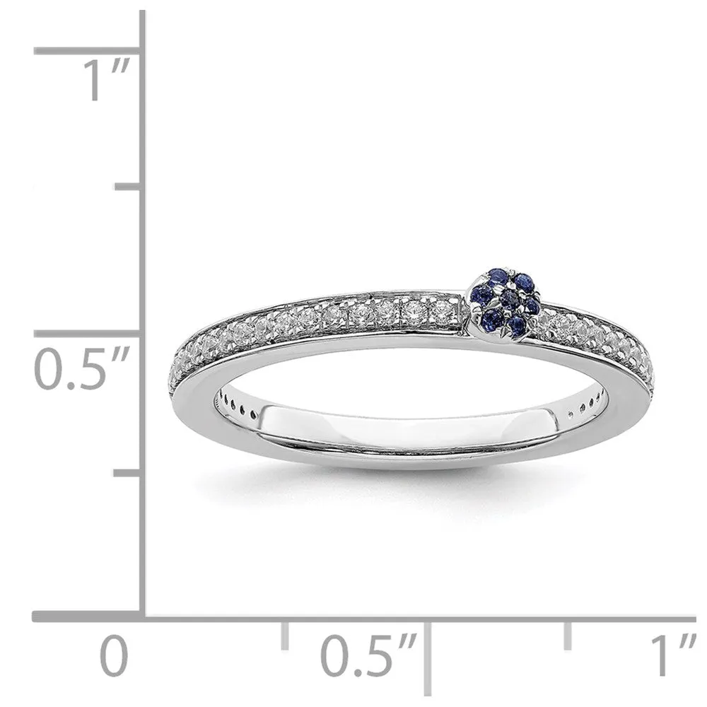 14k White Gold Stackable Expressions Created Sapphire and Dia. Ring | SK2084