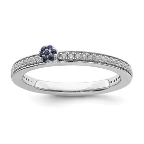 14k White Gold Stackable Expressions Created Sapphire and Dia. Ring | SK2084
