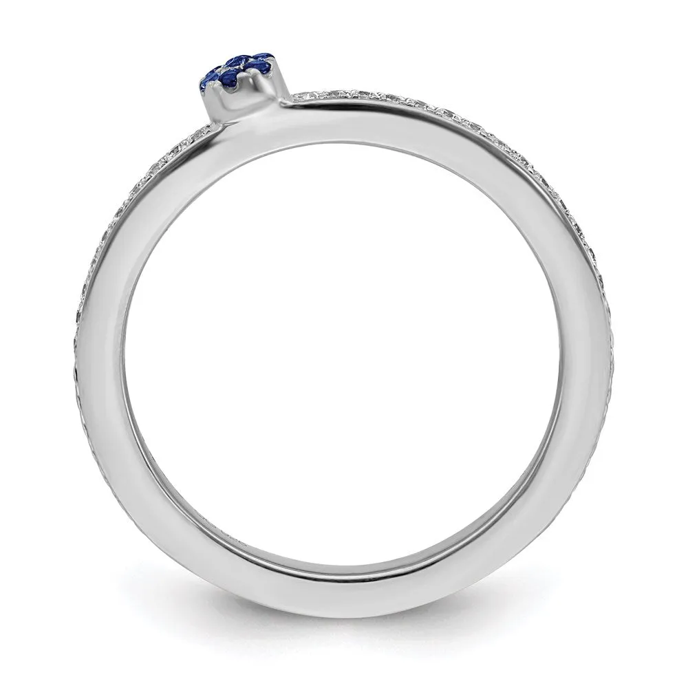 14k White Gold Stackable Expressions Created Sapphire and Dia. Ring | SK2084