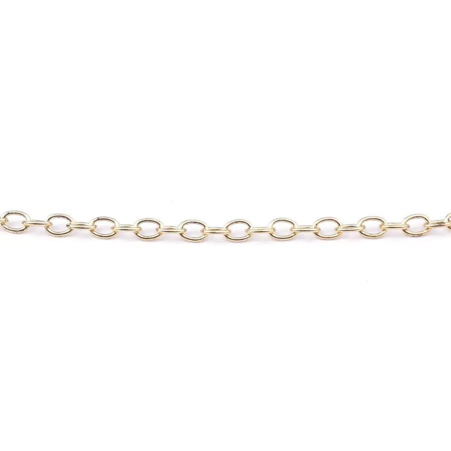 18 Inch Antique 24k Plated Gold Delicate Link Cable Chain Necklace by Nunn Designs