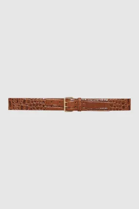 Anine Bing Mila Belt in Embossed Brown