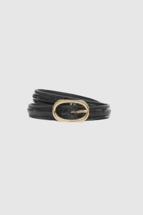 Anine Bing Mini Mara Belt in Black Embossed