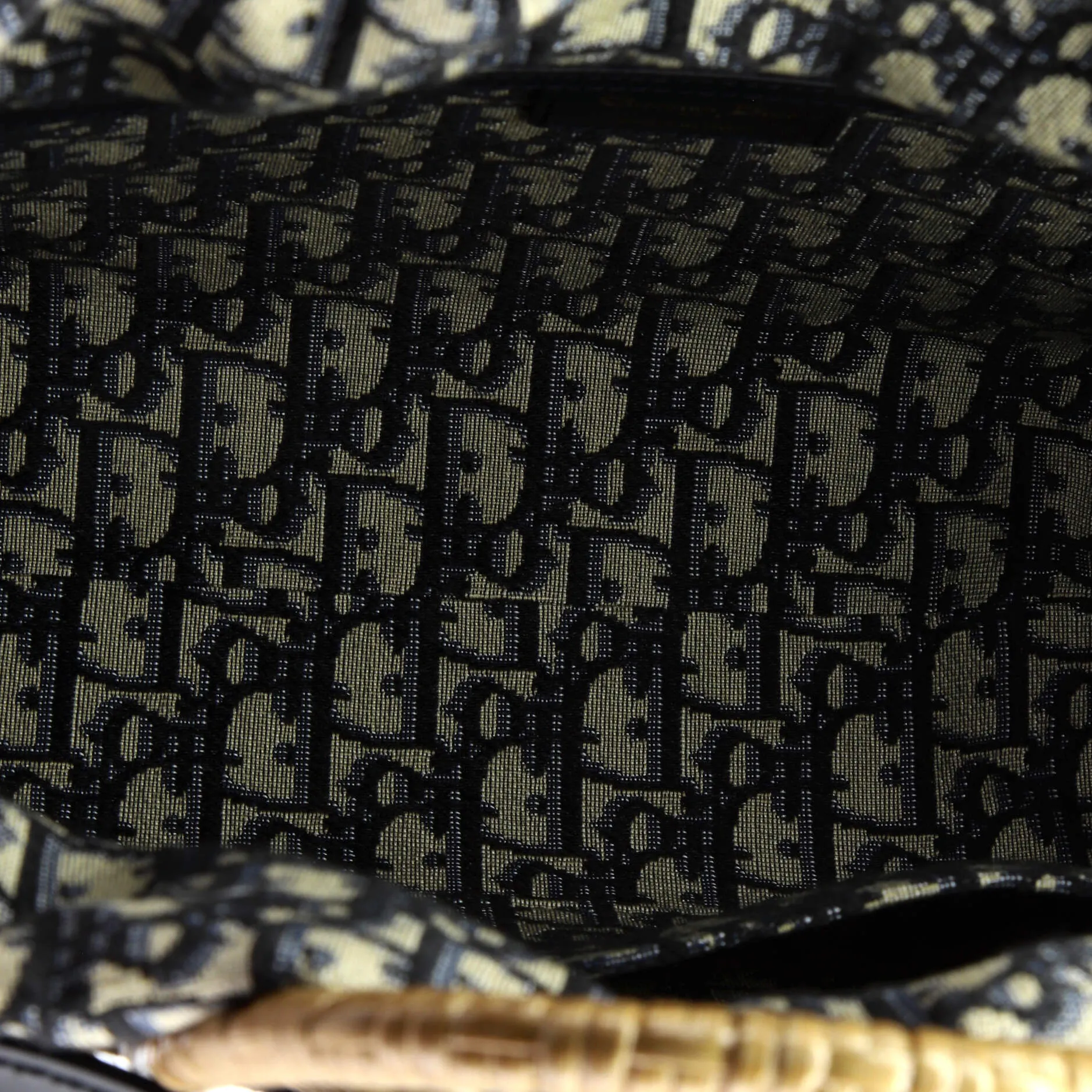 Basket Bag Wicker and Oblique Canvas Large