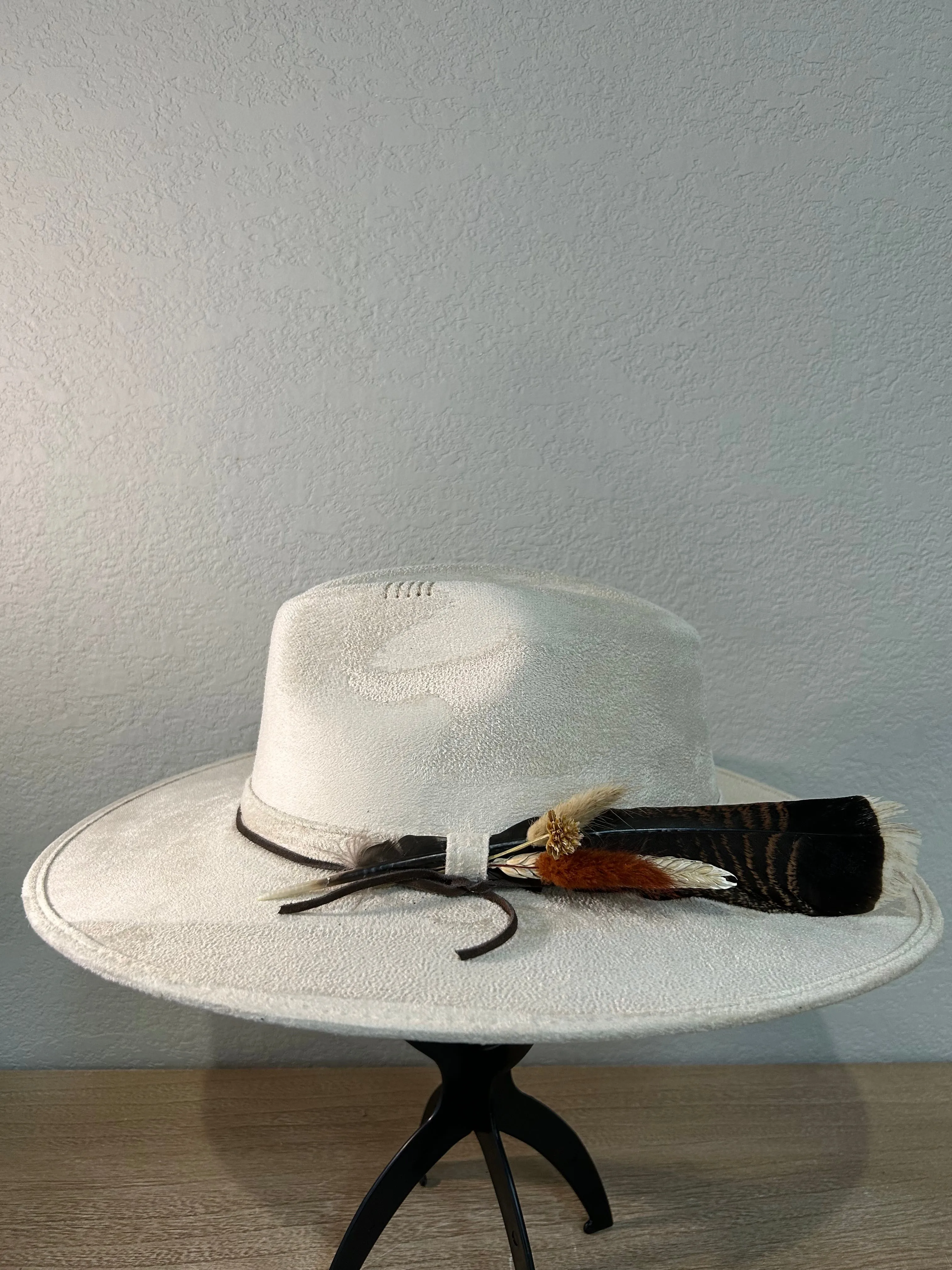 Cream Under Brim Flowers Fedora Hat