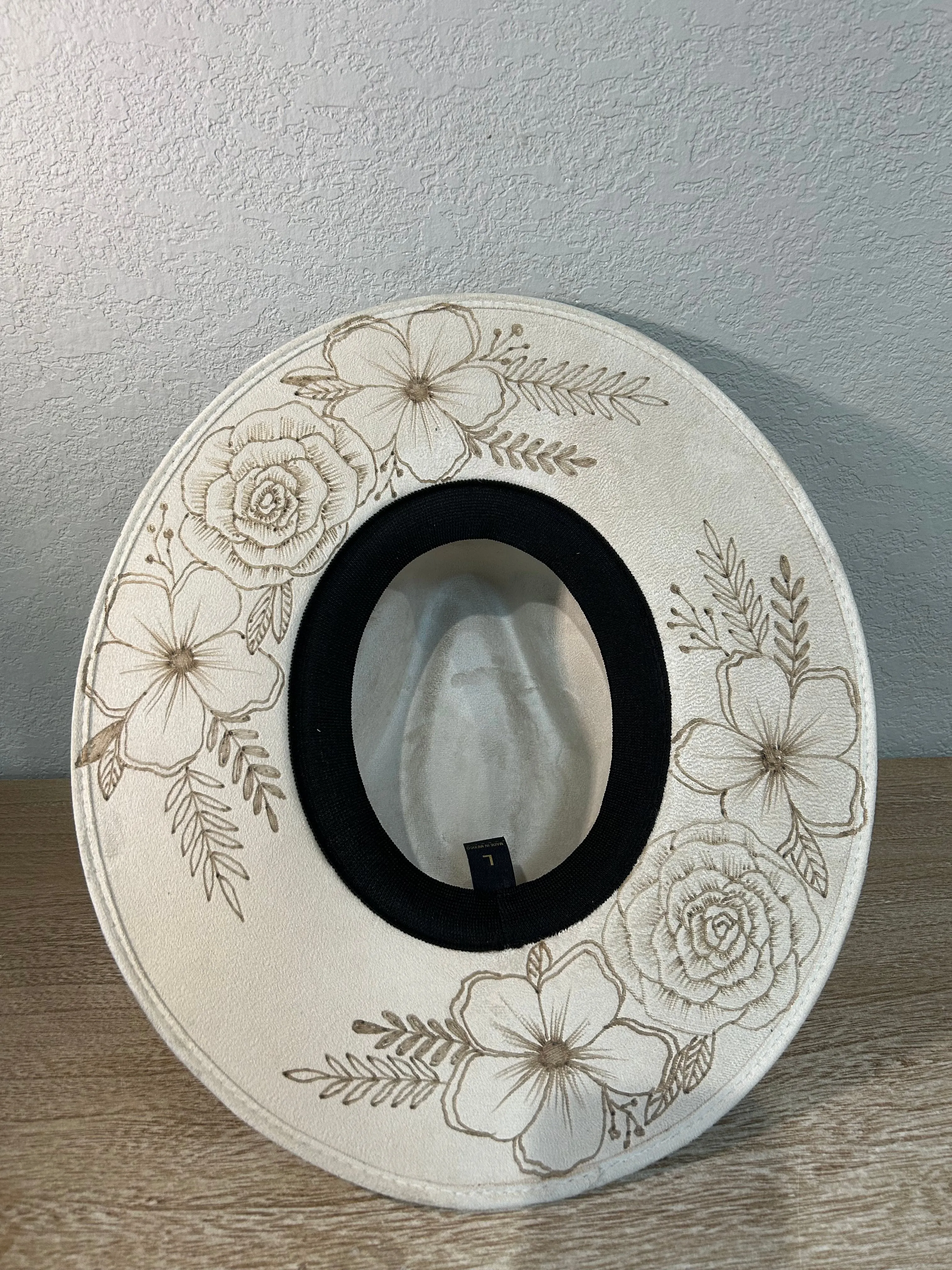 Cream Under Brim Flowers Fedora Hat