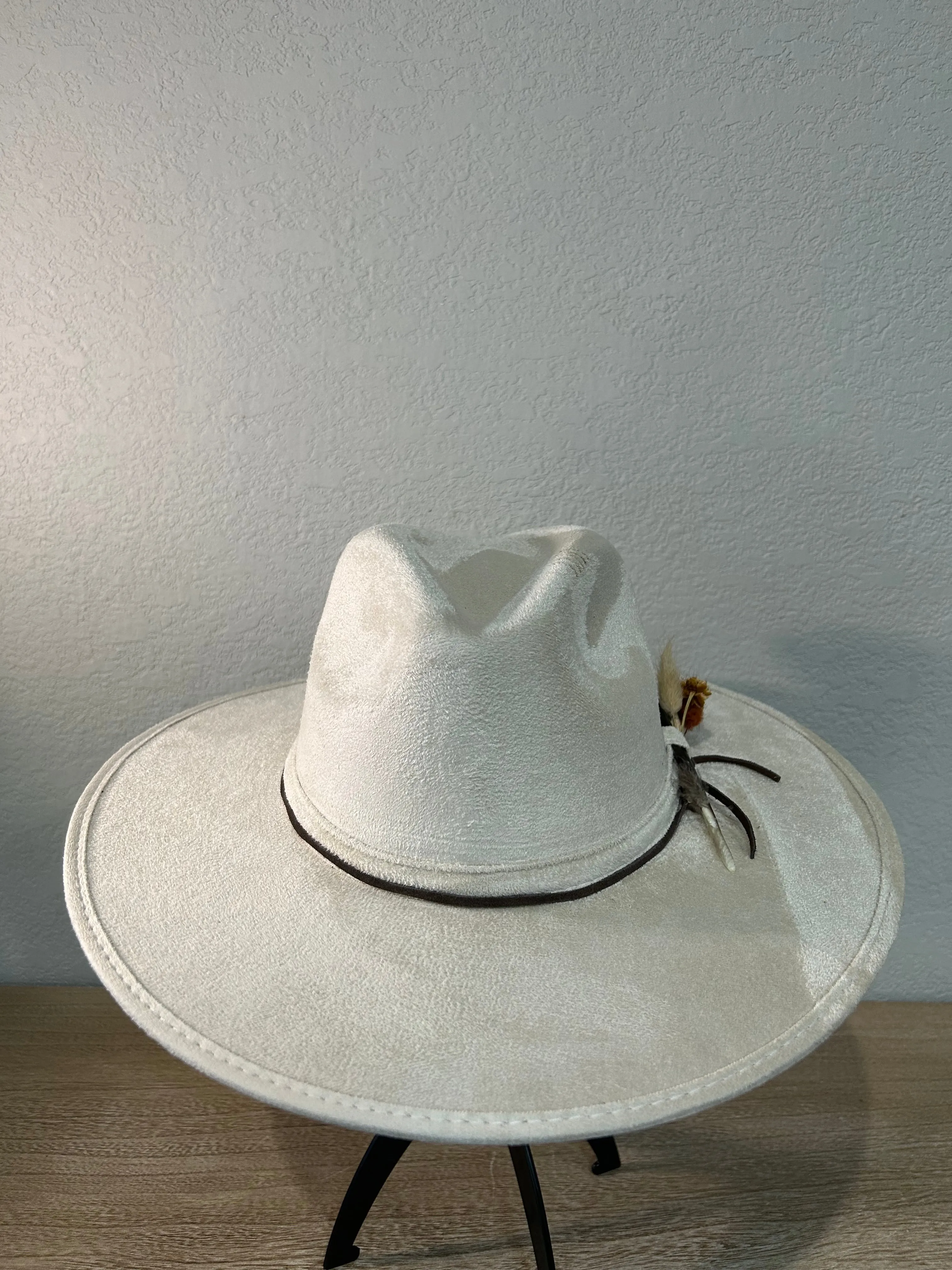 Cream Under Brim Flowers Fedora Hat
