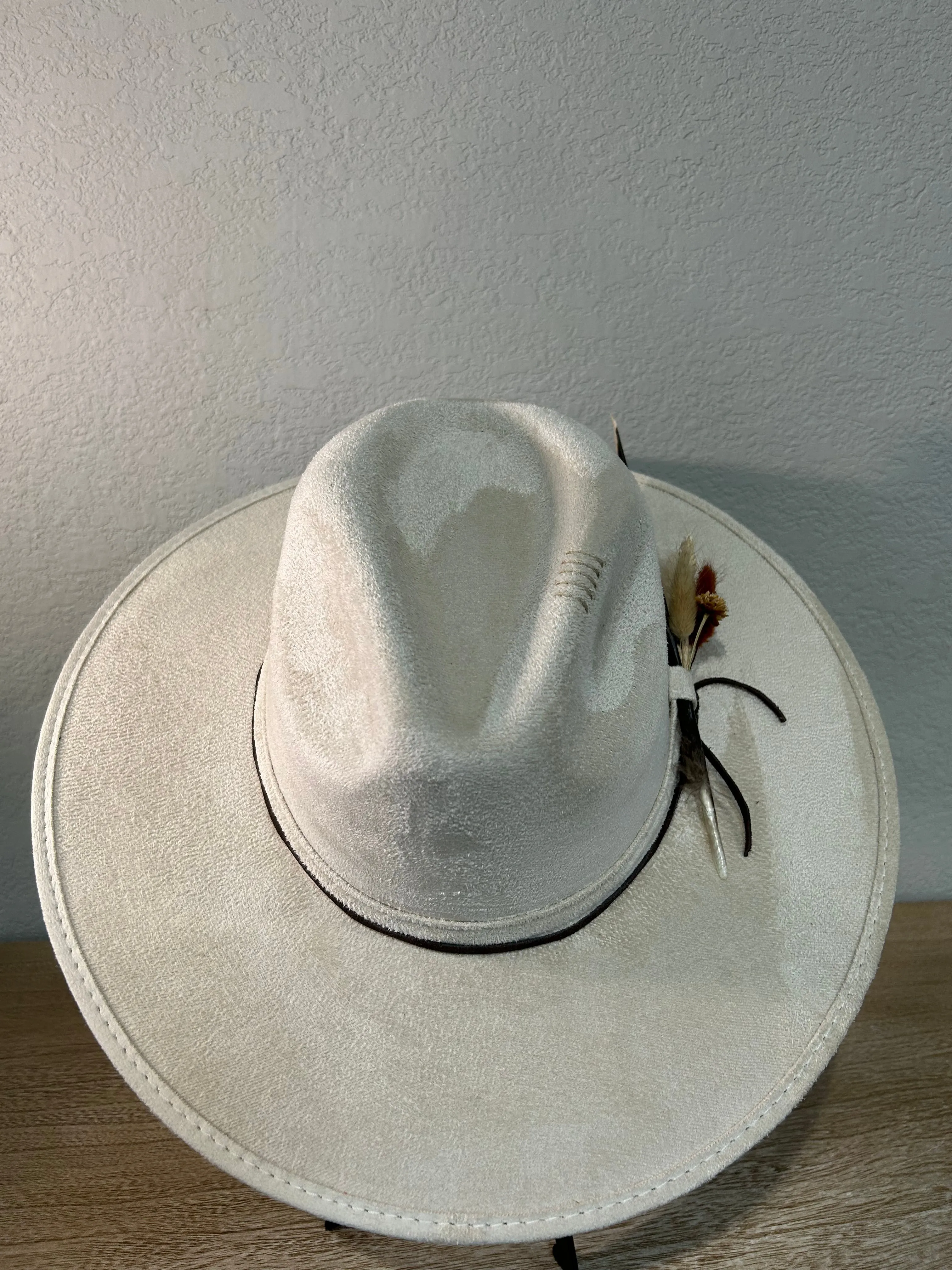 Cream Under Brim Flowers Fedora Hat