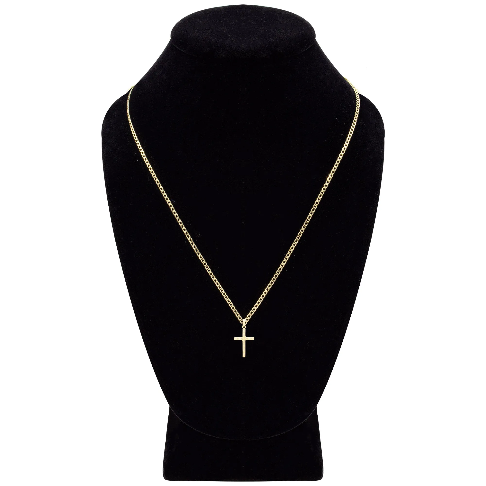 Cross 7 Cubic Zirconia Pendant 14K Gold Filled Chain Necklace Set