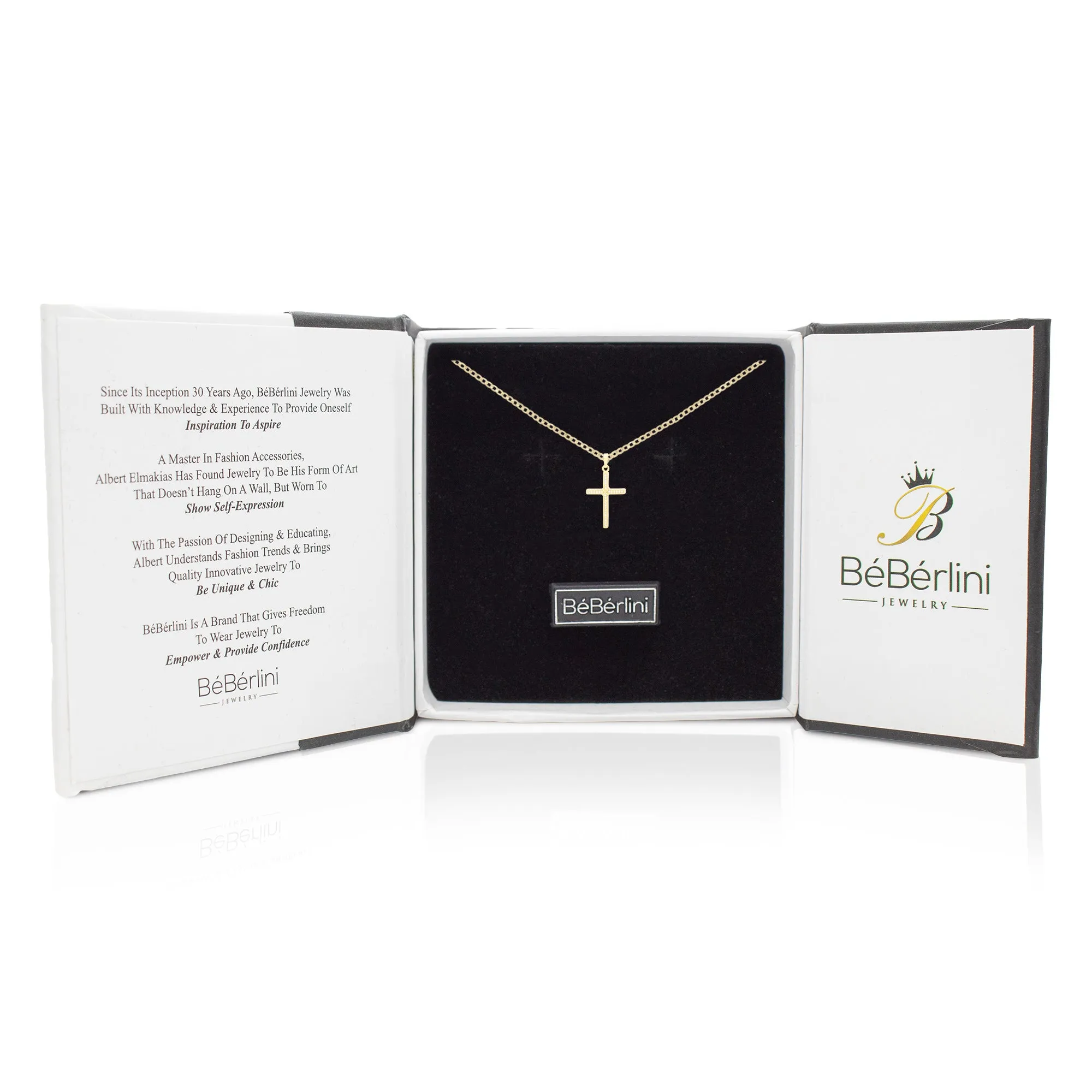 Cross 7 Cubic Zirconia Pendant 14K Gold Filled Chain Necklace Set