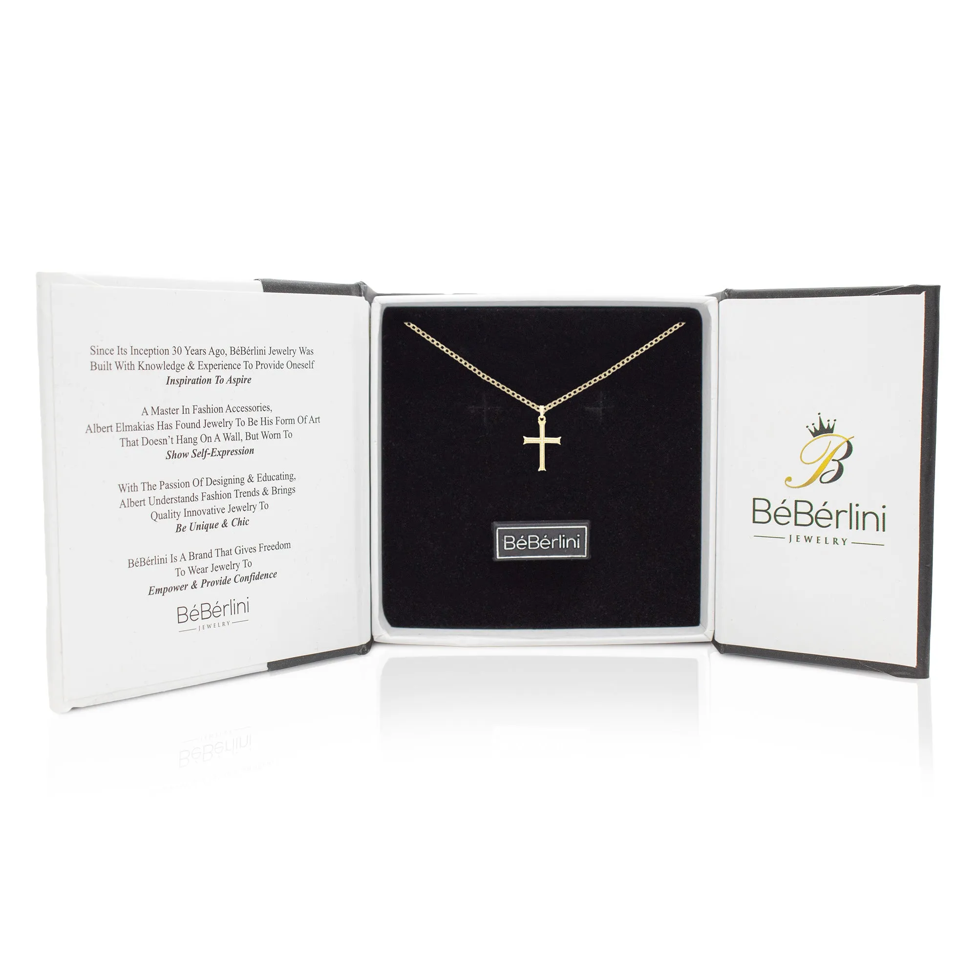 Cross 8 Cubic Zirconia Pendant 14K Gold Filled Chain Necklace Set