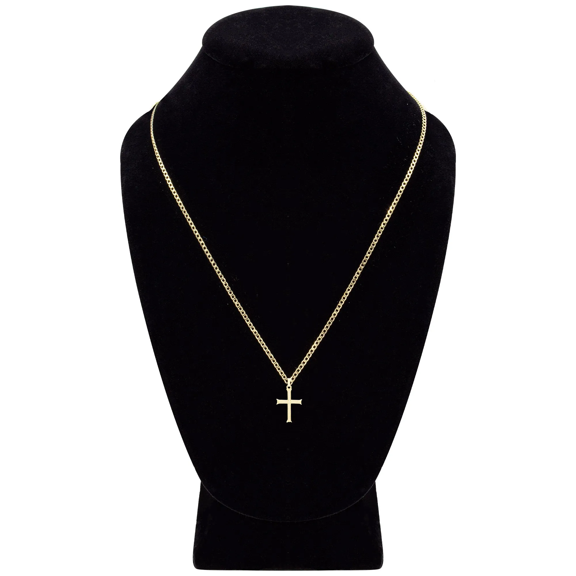 Cross 8 Cubic Zirconia Pendant 14K Gold Filled Chain Necklace Set