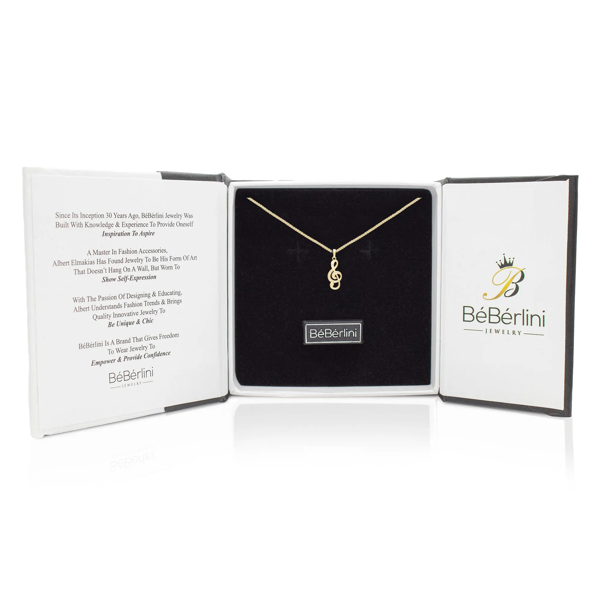 Cubic Zirconia 14K Gold Filled Music Note Pendant Necklace Set