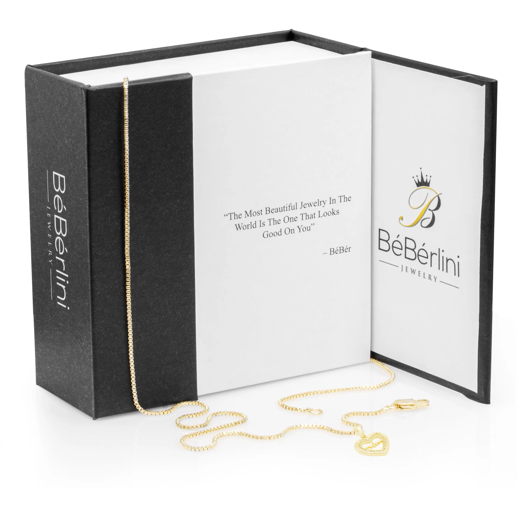 Cubic Zirconia 14K Gold Filled Pulsing Heart Pendant Necklace Set