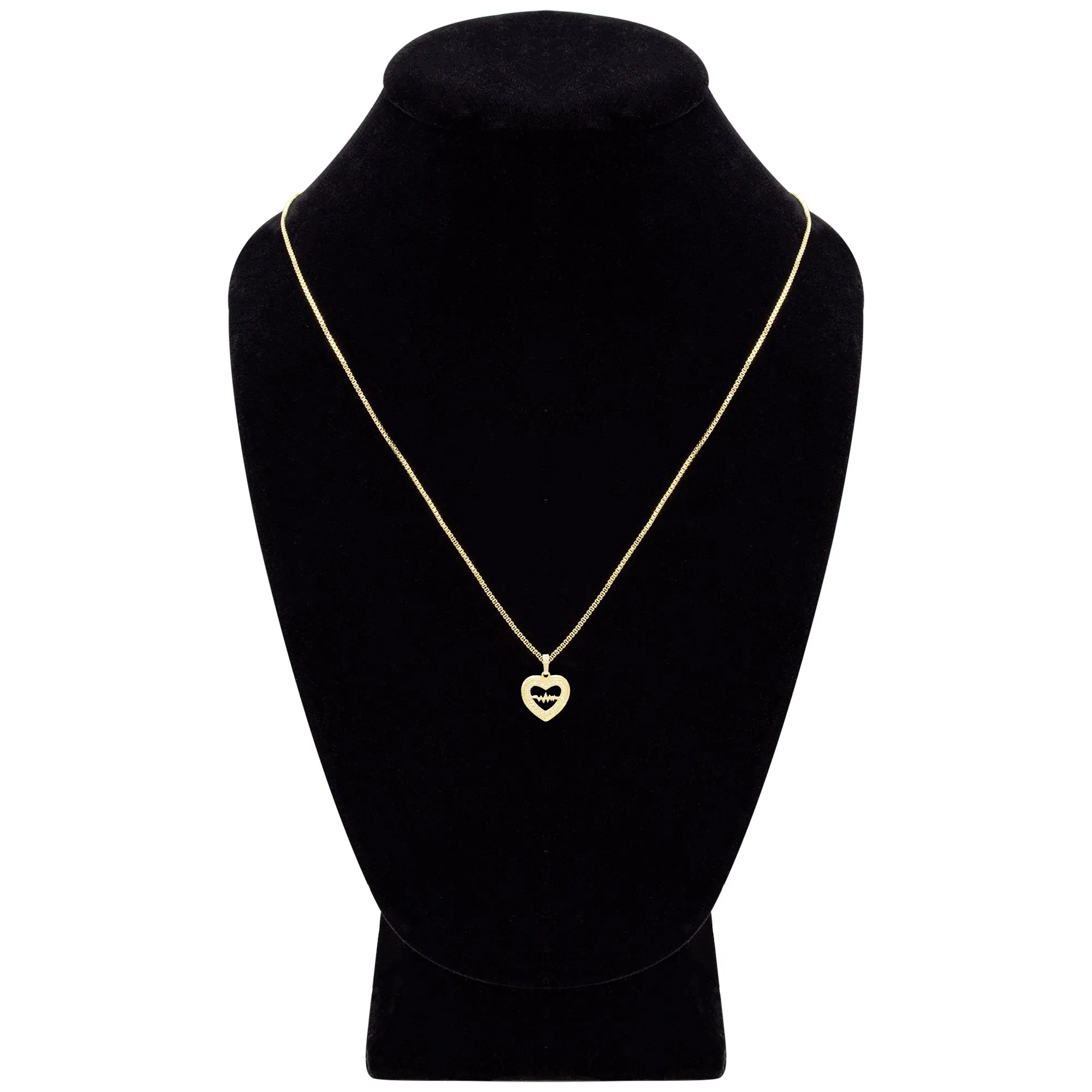 Cubic Zirconia 14K Gold Filled Pulsing Heart Pendant Necklace Set
