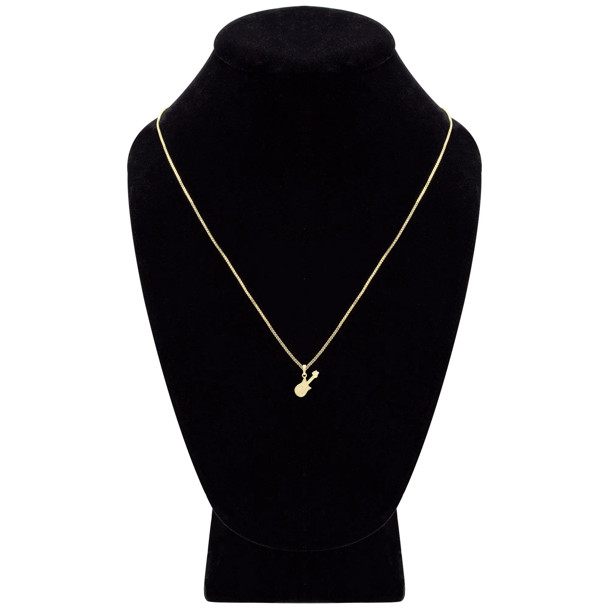 Cubic Zirconia 14K Gold Filled Rock Guitar Pendant Necklace Set