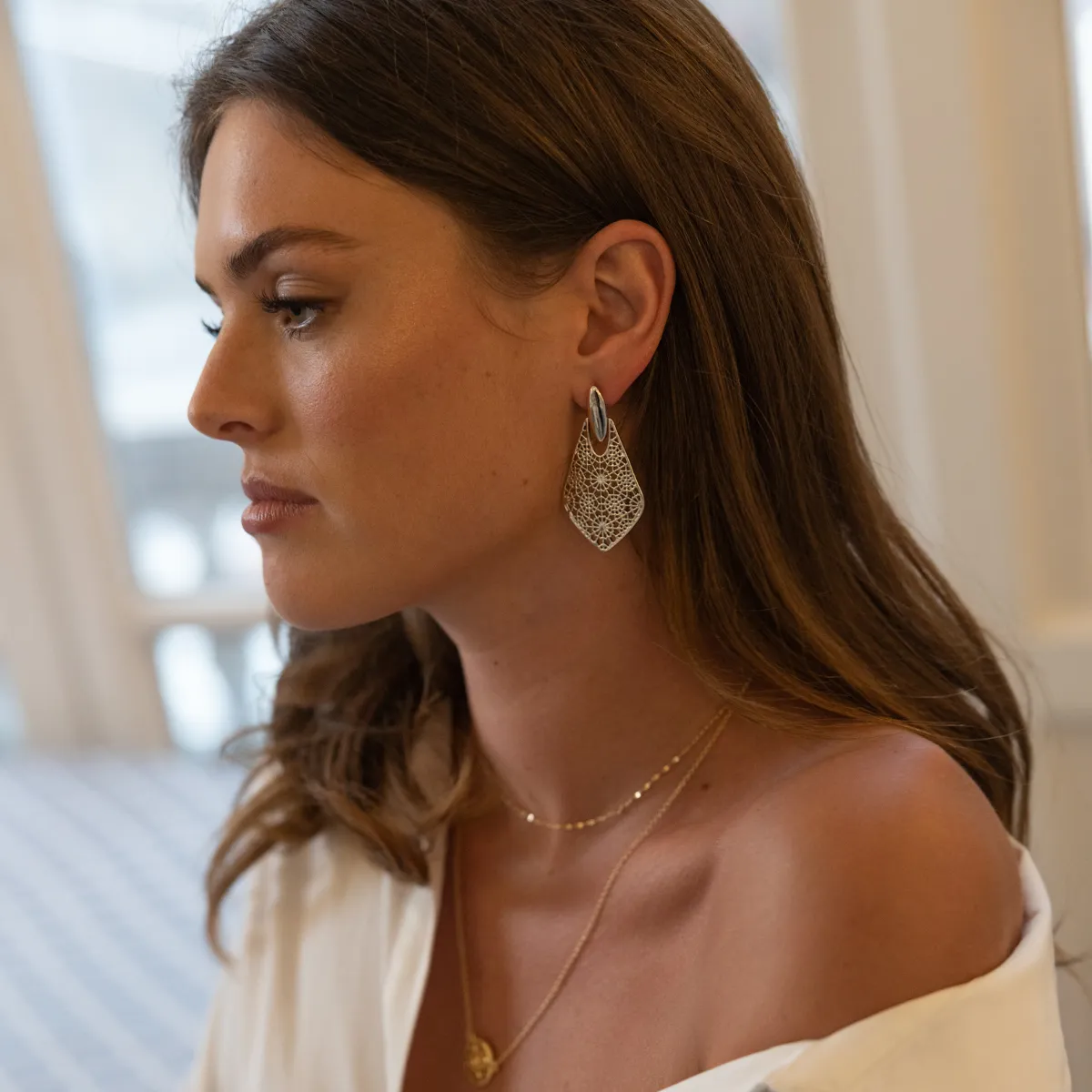 Mosaic Statement Earring Silver