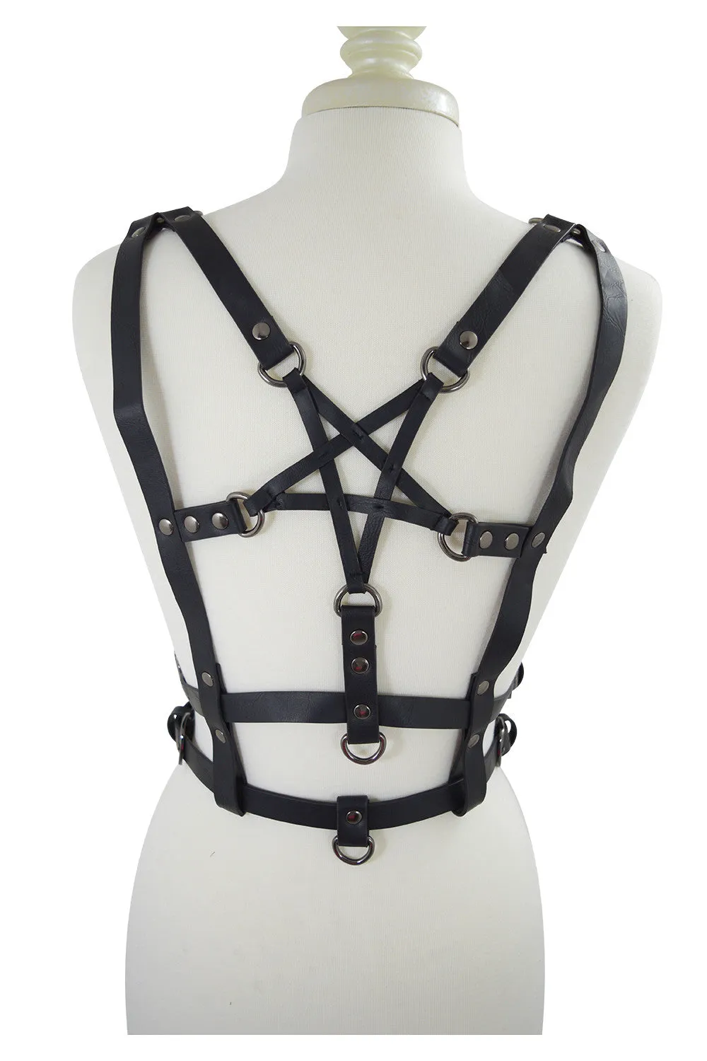Restyle PENTAGRAM HARNESS BELT gothic accessory, Double straps, waist belt