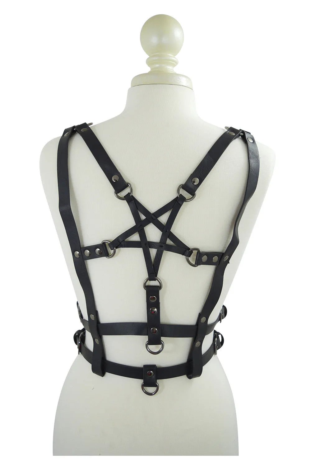 Restyle PENTAGRAM HARNESS BELT gothic accessory, Double straps, waist belt