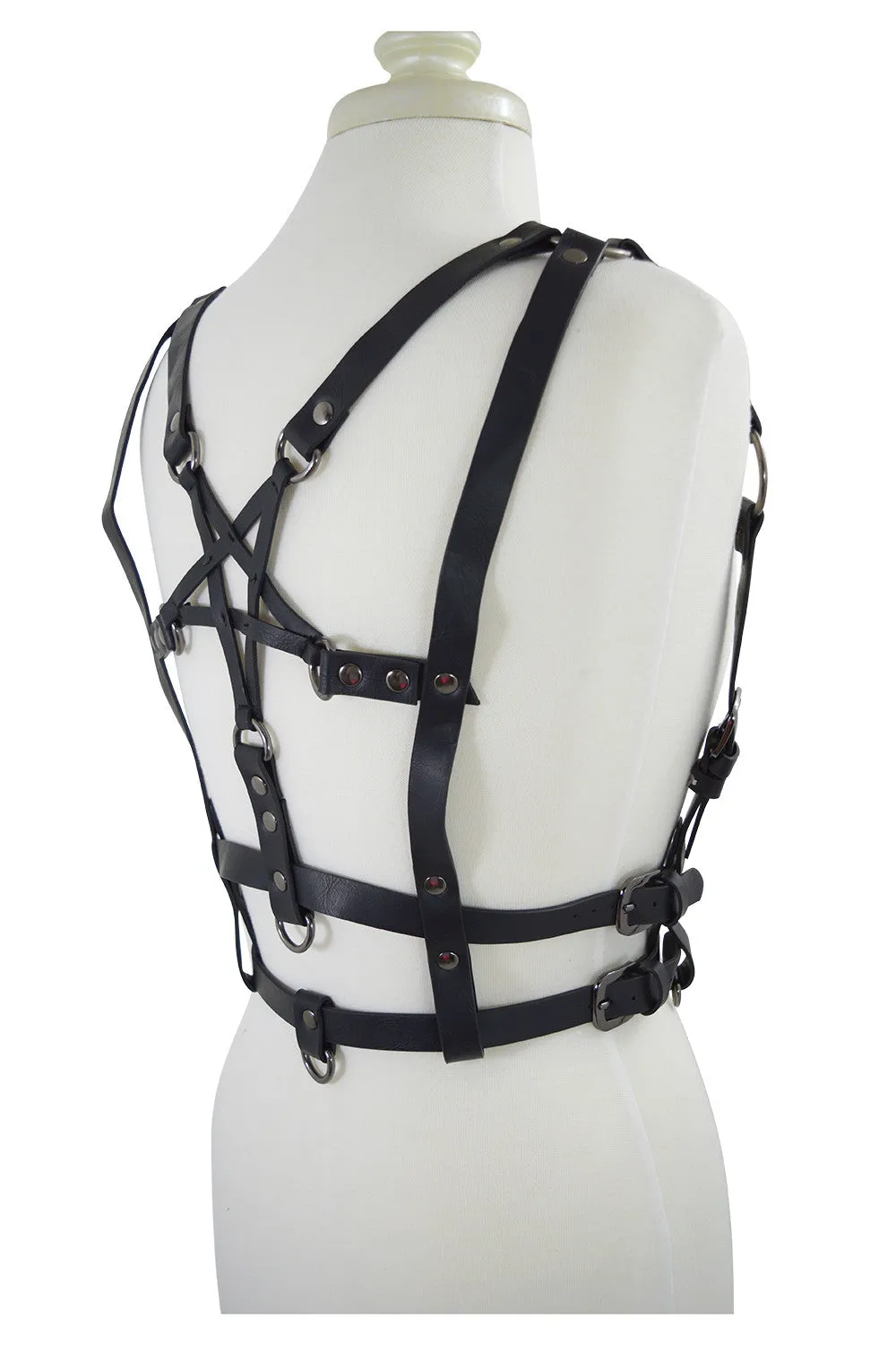 Restyle PENTAGRAM HARNESS BELT gothic accessory, Double straps, waist belt