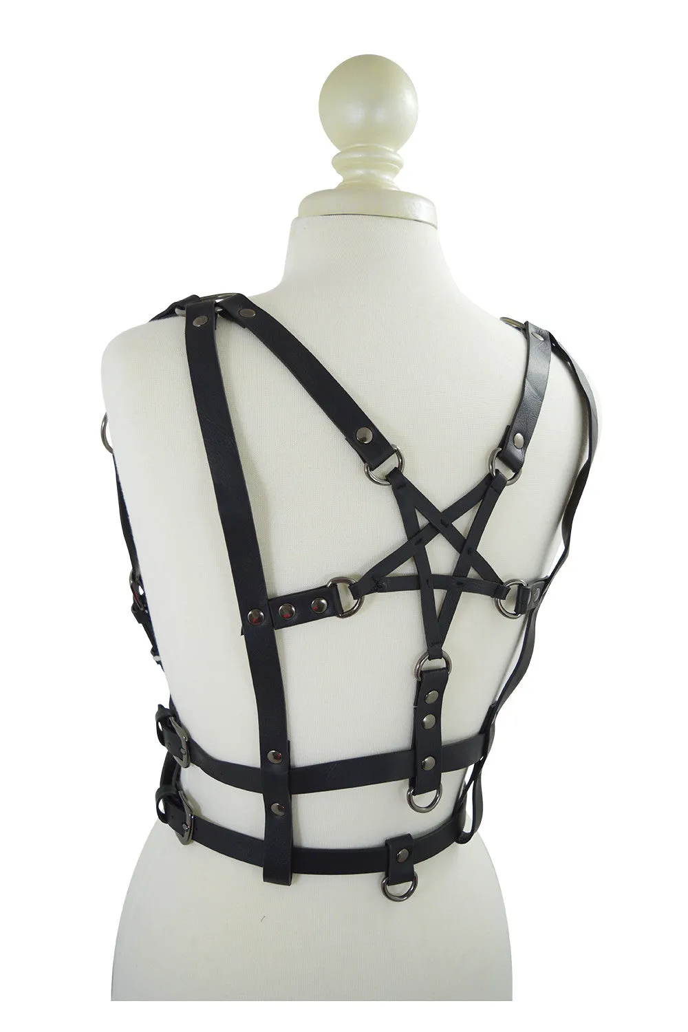 Restyle PENTAGRAM HARNESS BELT gothic accessory, Double straps, waist belt