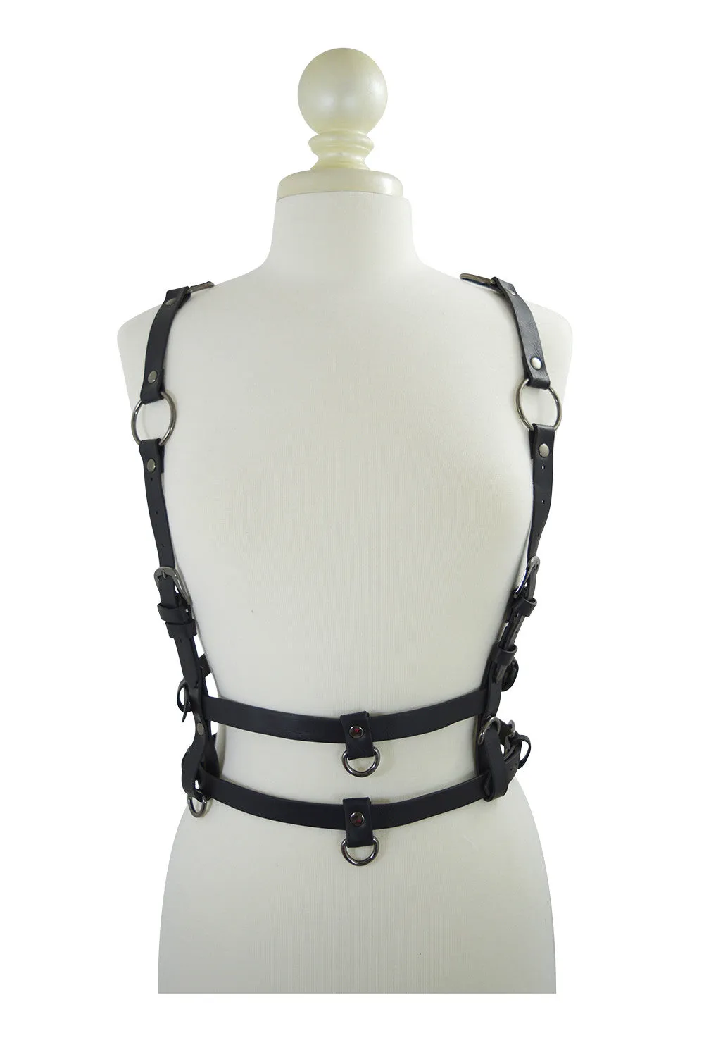Restyle PENTAGRAM HARNESS BELT gothic accessory, Double straps, waist belt