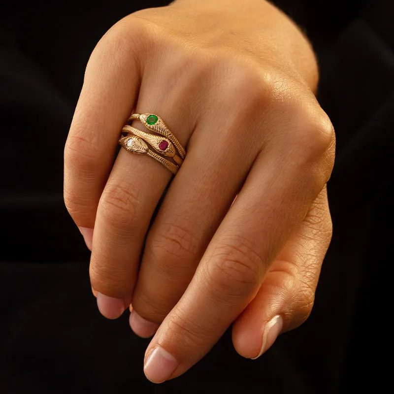 Serpent Band, Ruby, 9kt Yellow Gold
