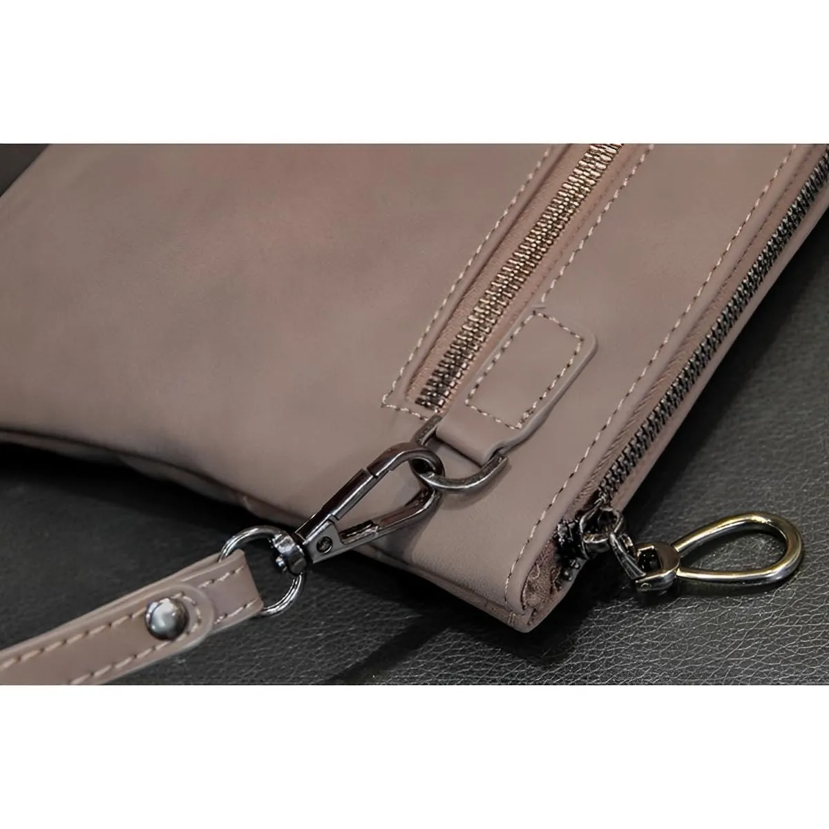 Skycare Leather Handbags for Men Large Purse Clutch Bag Black
