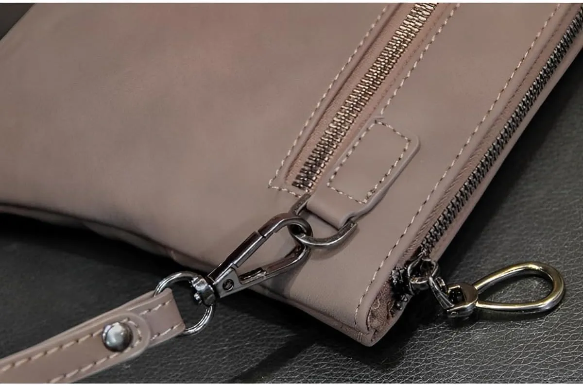 Skycare Leather Handbags for Men Large Purse Clutch Bag Black