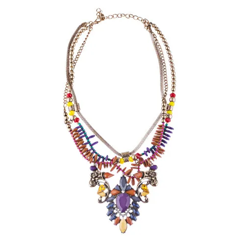 Stunning Magnificent Bead Crystal Rhinestone Statement Necklace Set JN269 Purple
